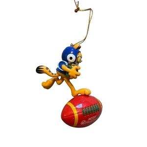 Vintage Garfield Christmas Ornament Football Red Blue Holiday Decor
